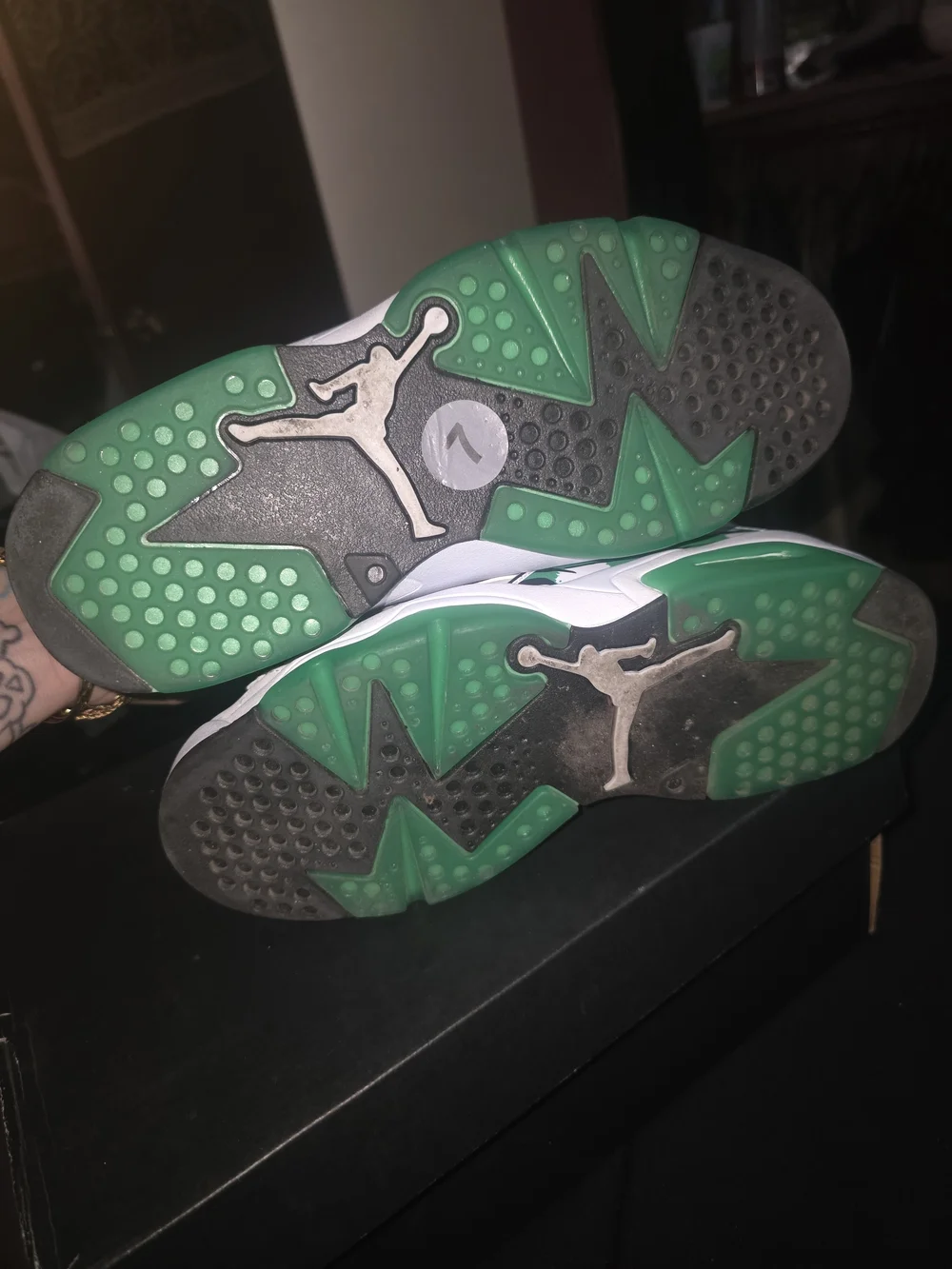 Jordan Kids White High-Top Sneakers with Green Accents